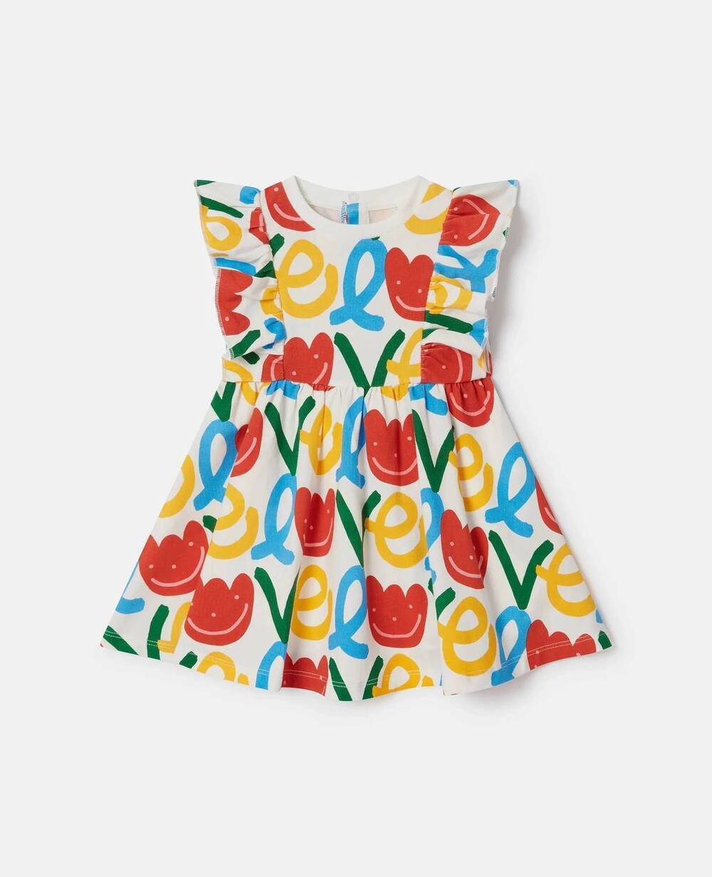 NEW STELLA MCCARTNEY baby girl love print jersey dress in white